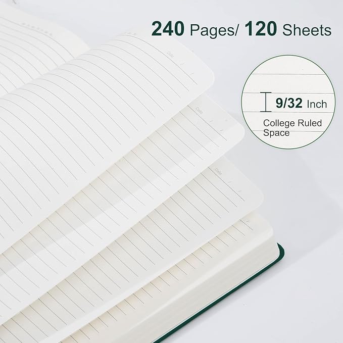 COMIX B5 Lined Journal Notebooks, 240 Pages, 6.9 x 9.8 Inches, Dark Green, Hardcover Journaling Notebooks for Men & Women- Fits for Office, Business, School, Notes Taking & Writing - Bloomnest