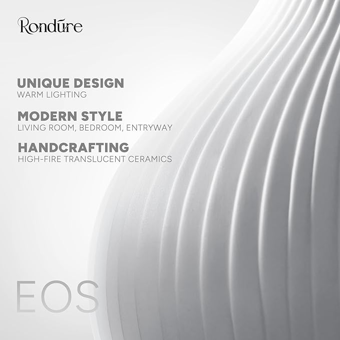 RONDURE 8.7" Modern Ceramic Table Lamp, Modern Bedside Lamps for Bedroom, Living Room and Nightstand, White Translucent Ceramic Shade, Warm Ambient Lighting, Home Decor - Bloomnest