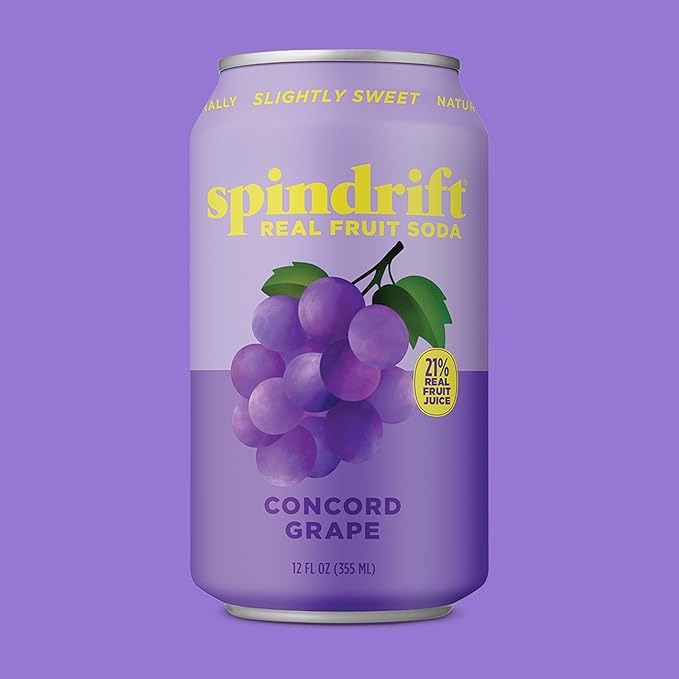 Spindrift "Concord Freeze" Grape Soda Made With Real Squeezed Fruit 12 Pack Case - Bloomnest