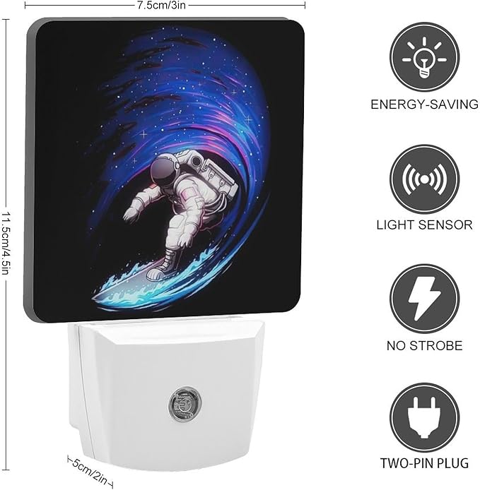 Space Astronaut Night Light, Plug into Wall Decor Nightlights for Bedroom, Bathroom, Hallway, Kitchen, with Dusk to Dawn Light Auto Sensors LED Night Lights for Boys Girls Women Men Room Gifts - Bloomnest