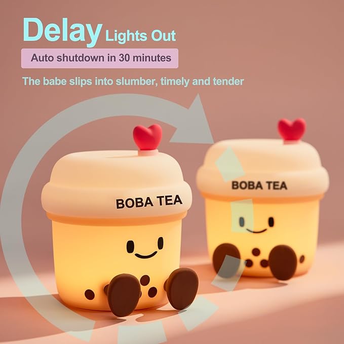 Boba Tea Night Light, Boba Gifts, Cute Silicone Bubble Tea Night Light, Kids' Bedroom Decor, Gift for Children, Teens, Adults, Perfect for Christmas & Birthdays (Boba Tea) - Bloomnest