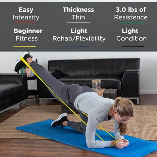 THERABAND Resistance Bands, 6 Yard Roll Professional Latex Elastic Band For Upper Body, Lower Body, & Core Exercise, Physical Therapy, Pilates, Home Workouts, & Rehab, Yellow, Thin, Level 2 - Bloomnest