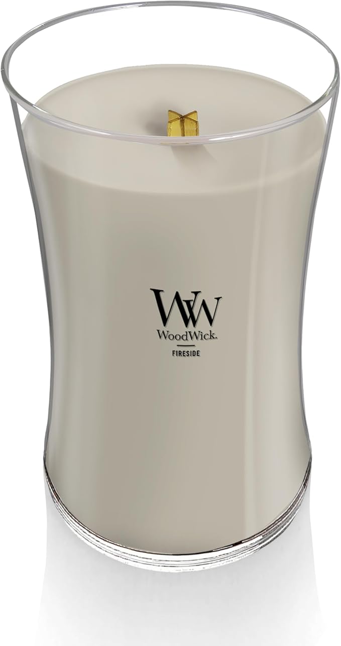 WoodWick Large Hourglass Fireside Candle Premium Soy Blend Wax Crackles as it burns Perfect for Gifting - Bloomnest