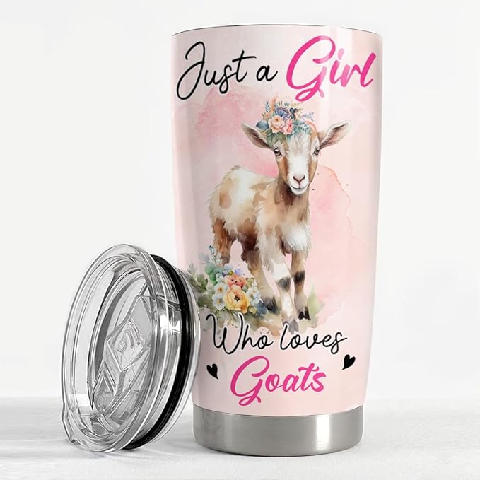 SANDJEST Goat Tumbler 20oz Girl Loves Goats Stainless Steel Insulated Tumblers Coffee Travel Mug Cup Gifts for Women Girl Teen Birthday Christmas - Bloomnest