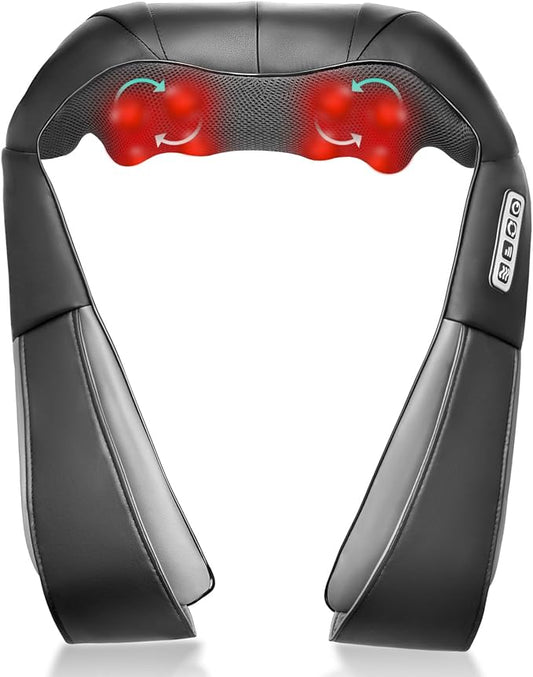 Shiatsu Back and Neck Massager with Heat, Deep Tissue Kneading Back Massager for Pain Relief, Electric 4D Shoulder Massage for Neck, Shoulder - Gifts for Men, Women (NOT Cordless)