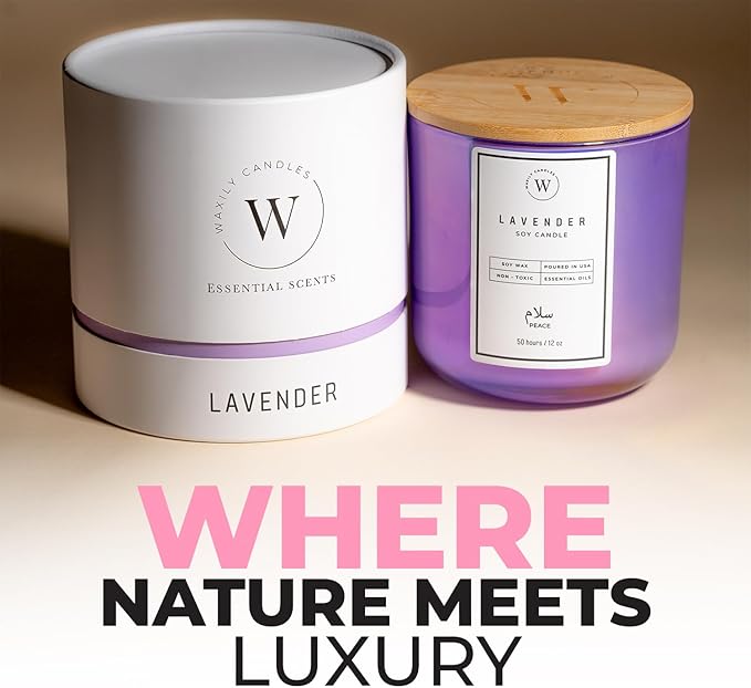 Waxily Lavender Scented Soy Candle | Non-Toxic, Phthalate-Free Essential Oil Candle | Aromatherapy, Luxury Gift, Clean Burning, Sleep Support, Calming Spa, Vegan Home Decor | 12oz - Bloomnest