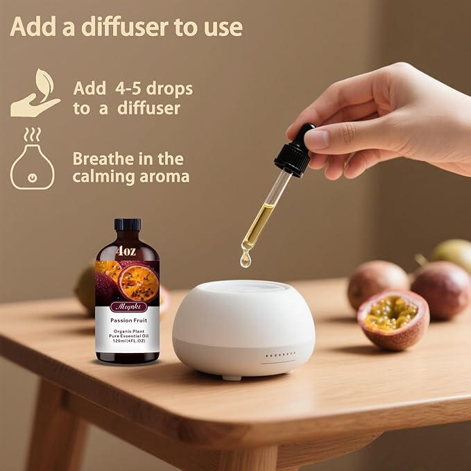 Passion Fruit Fragrance Oil-Passion Fruit Essential Oil 4.33oz (130ml)-100% Pure Natural Scent for Diffusers, Candles, Soap Making & Aromatherapy-Relaxing Home & Gift Essential Oil for Bath, Massage - Bloomnest