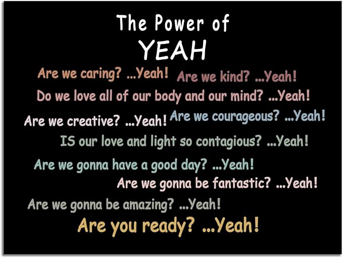 Inspirational Poster “The Power of Yeah” Motivational Wall Decor Positive Psychological Suggestion Q&A for Bedroom School Children's Room Psychotherapy Room Framed Ready to Hang [30" W X 40" H] - Bloomnest