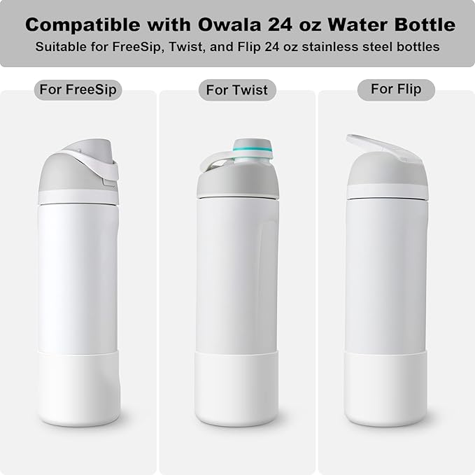 2PCS Silicone Water Bottle Boot for Owala 24oz 32oz 40oz, Anti-Slip Protective Sleeve Bottom Bumper Protector for FreeSip, Twist, and Flip Stainless Steel Water Bottles Alwenid