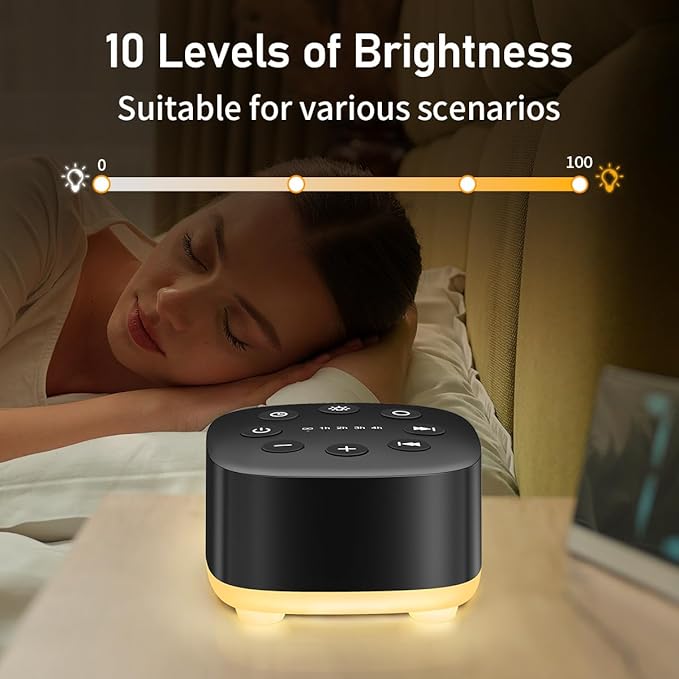 Meditation White Noise Sound Machine 30 Soothing Sounds with 32 Volume Control 12 Night Light 5 Timers Portable Sleep Machine for Travel Powered by AC or USB Sleep Therapy for Baby Kids Adults (Black) - Bloomnest
