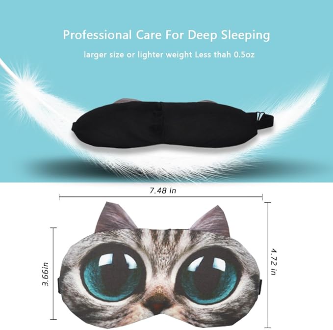 Tphon Sleep Mask for Adult Kids Boys Girls Funny Blindfolds Soft Cute Animal Sleeping Masks with Adjustable Strap for Travel Naps Shift Works Games - Bloomnest