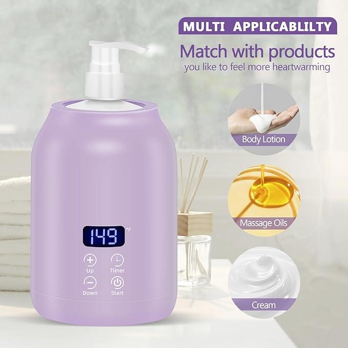 Yofuly Oil Warmer for Massage with Face Roller Set, Professional Oil Warmer Heater for Massage Therapy with Two Bottles, Purple Body Lotion Heated Dispenser and Gua Sha Tools, Gift for Women - Bloomnest