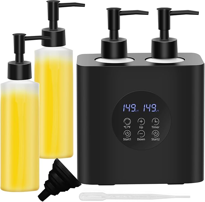 Lotion Warmer, Yofuly Massage Oil Warmer for Massage Therapy, Electric Massage Oil Heater with Four Oil Bottles, Portable Cream Warmer Heated Dispenser for Spa, Salon and Home Use, Matt Black - Bloomnest