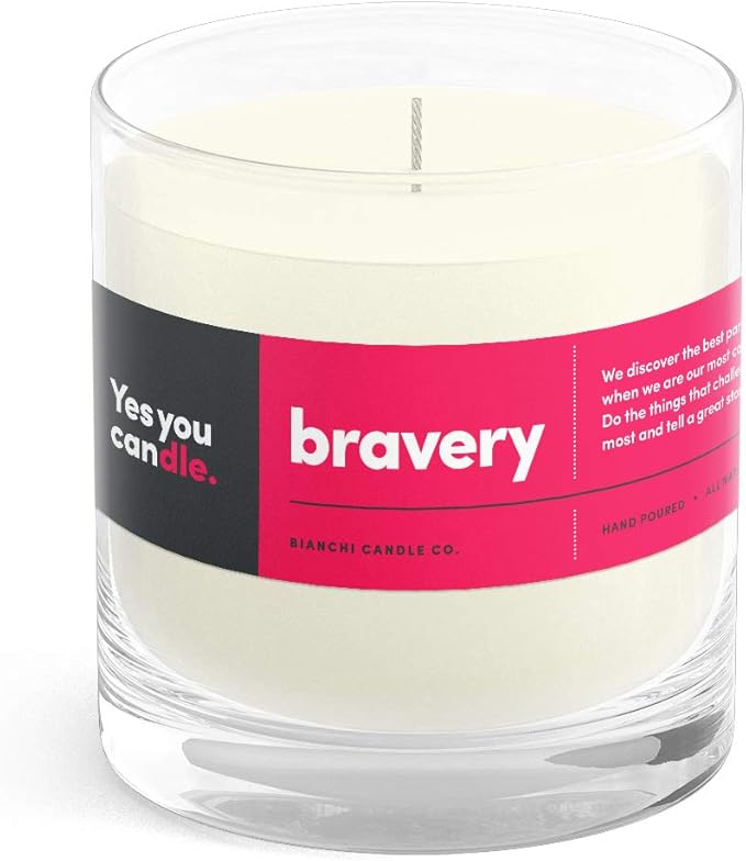 Bravery, Citrus &Sage, Highly-Scented, Inspirational Soy Candle, Made in USA, Great Message, Pure Essential Oils, Aromatherapy, 8 oz - Bloomnest