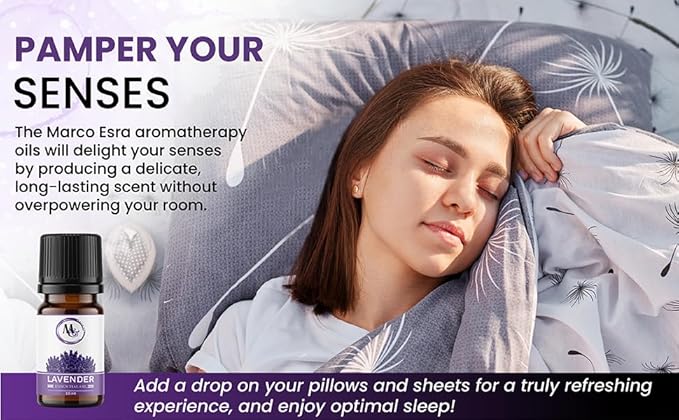Lavender Essential Oil – 10ml Pure and Natural Diffuser Oil for Aromatherapy Diffuser, Humidifier, Massage – Undiluted, No Fillers (Lavender) MarcoEsra