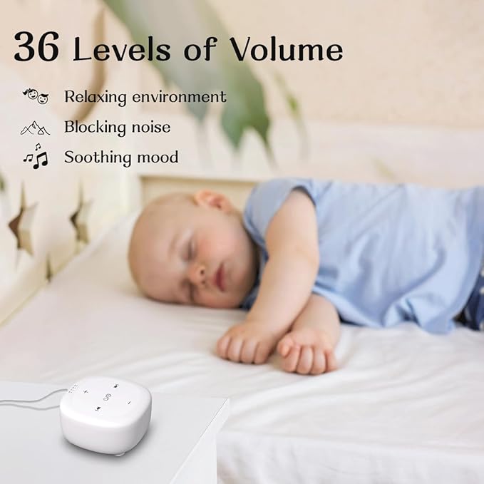 White Noise Sound Machine with 30 Soothing Sounds Brown Noise Sound Machines for Sleep Office Privacy Bedroom 36 Adjustable Volume 4 Timers Memory Function Sleep Sound Machine Adult Elderly Baby Care - Bloomnest