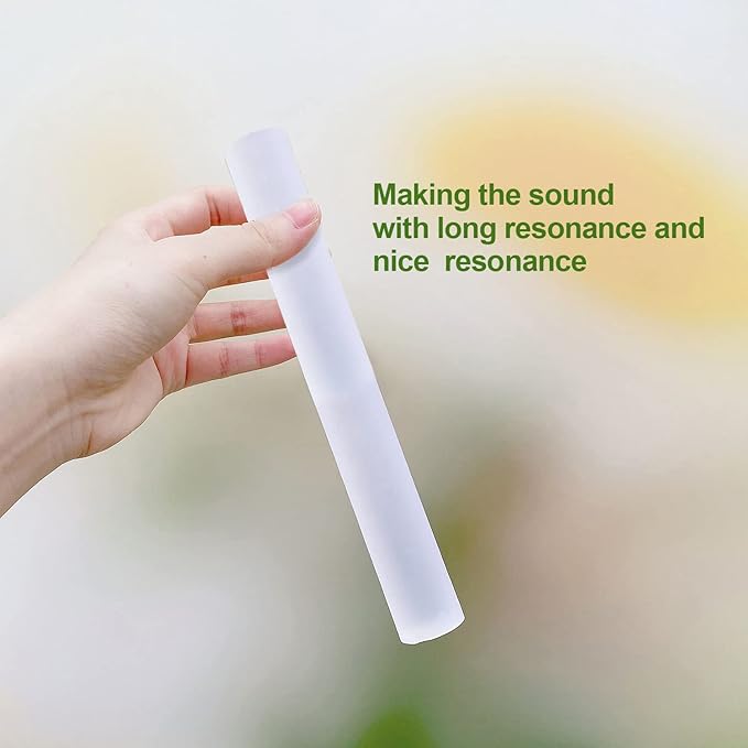 Singing Bowl Mallet Clear Acrylic Silicone Rubber Striker Mallet for Playing Quartz Crystal Singing Bowl with Bundle Pocket(White) - Bloomnest