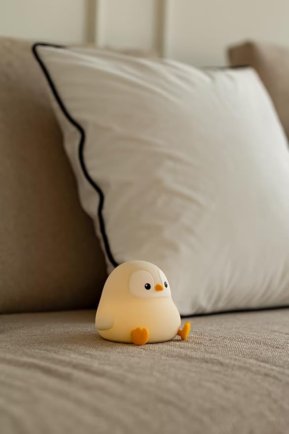 Cute Penguin Night Light, Animal Lamp, Food Grade Silicone, Rechargeable, 2 Level Dimmable, Squishy Nursery Nightlight for Desk Decor, Funny Gifts Stuff for Boys Girls Baby, White Elephant Gifts - Bloomnest