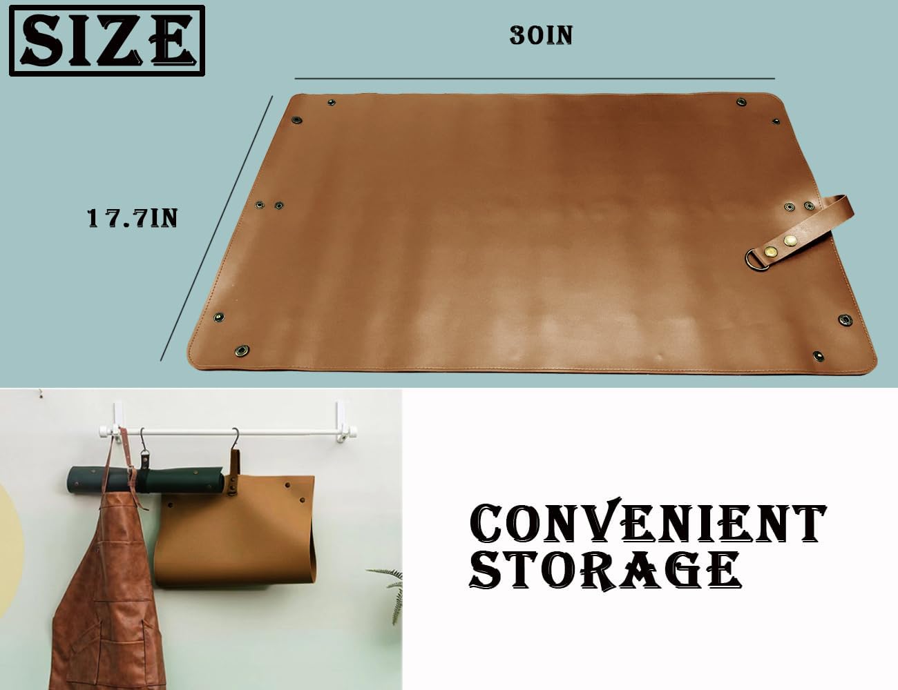 Plant Repotting Mat,Waterproof Leather Plant Transplanting Mats,Indoor Succulent Potting Mat for Change Soil and Watering,Portable Gardening Mats for Transplant and Mess Control (30" X 18",Brown)