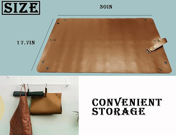 Plant Repotting Mat,Waterproof Leather Plant Transplanting Mats,Indoor Succulent Potting Mat for Change Soil and Watering,Portable Gardening Mats for Transplant and Mess Control (30" X 18",Brown) - Bloomnest
