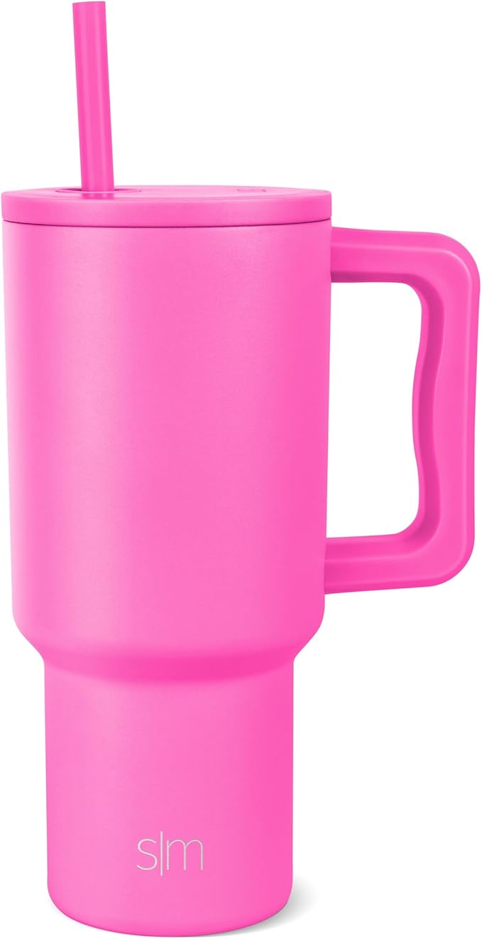 Simple Modern 30 oz Trek Tumbler with Handle and Straw Lid | Cup Holder Friendly Insulated Stainless Steel Travel Mug | Raspberry Vibes SimpleModern