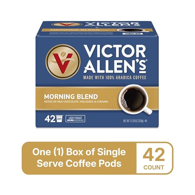 Victor Allen's Coffee Morning Blend, Light Roast, 42 Count, Single Serve Coffee Pods for Keurig K-Cup Brewers - Bloomnest
