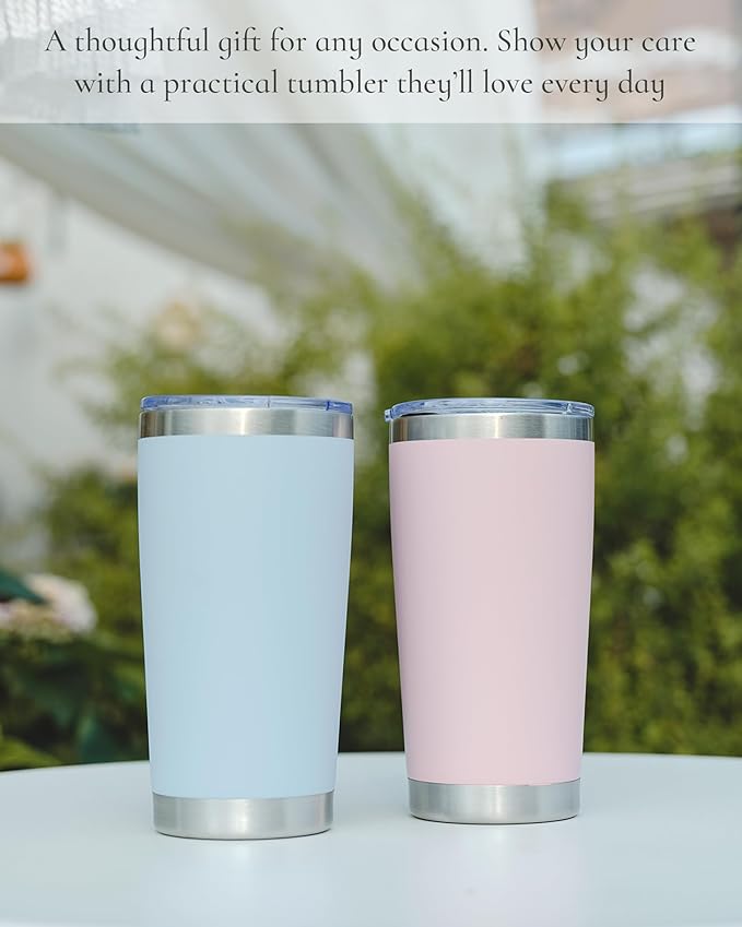Travel Coffee Tumbler 20oz, 1 Pack Leakproof Travel Coffee Mug with Lid and Straw, Stainless Steel Double Wall Vacuum Insulated Tumbler for Hot/Iced Drinks (Textured Matte, Periwinkle) - Bloomnest
