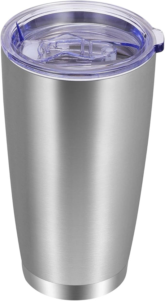 VEGOND 20oz Tumbler with Lid and Straw Stainless Steel Tumbler Cup Vacuum Insulated Double Wall Travel Coffee Mug Powder Coated Coffee Cup(Stainless 1 Pack)