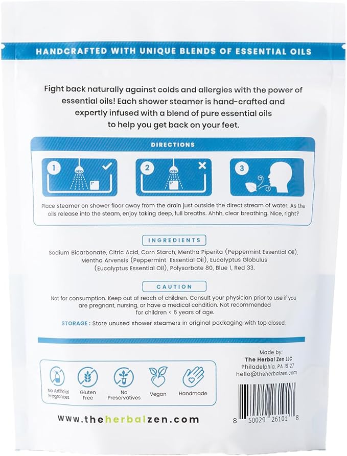 Cold Kicker Shower Steamers Aromatherapy for Sinus Relief - Adult Stocking Stuffer Christmas Gift - USA Made - Peppermint & Eucalyptus Shower Bomb Tablets - Soothing Natural Essential Oils (10 Pack) - Bloomnest