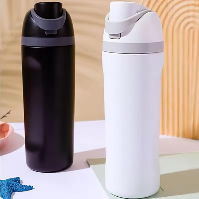 DUTHINGS Insulated Stainless Steel Water Bottle with Straw, 24 oz, Reusable Sports and Travel Bottle for School, Kids, and Outdoors - Leakproof and BPA-Free (WHITE) Bloomnest
