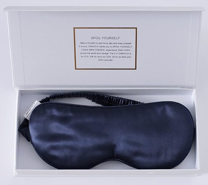 ZIMASILK Adjustable 100% 22 Momme Mulberry Silk Sleep Mask for Sleeping, Filled with Premium Mulberry Silk, Softest & Breathable Eye Sleeping Mask (Navy Blue) - Bloomnest