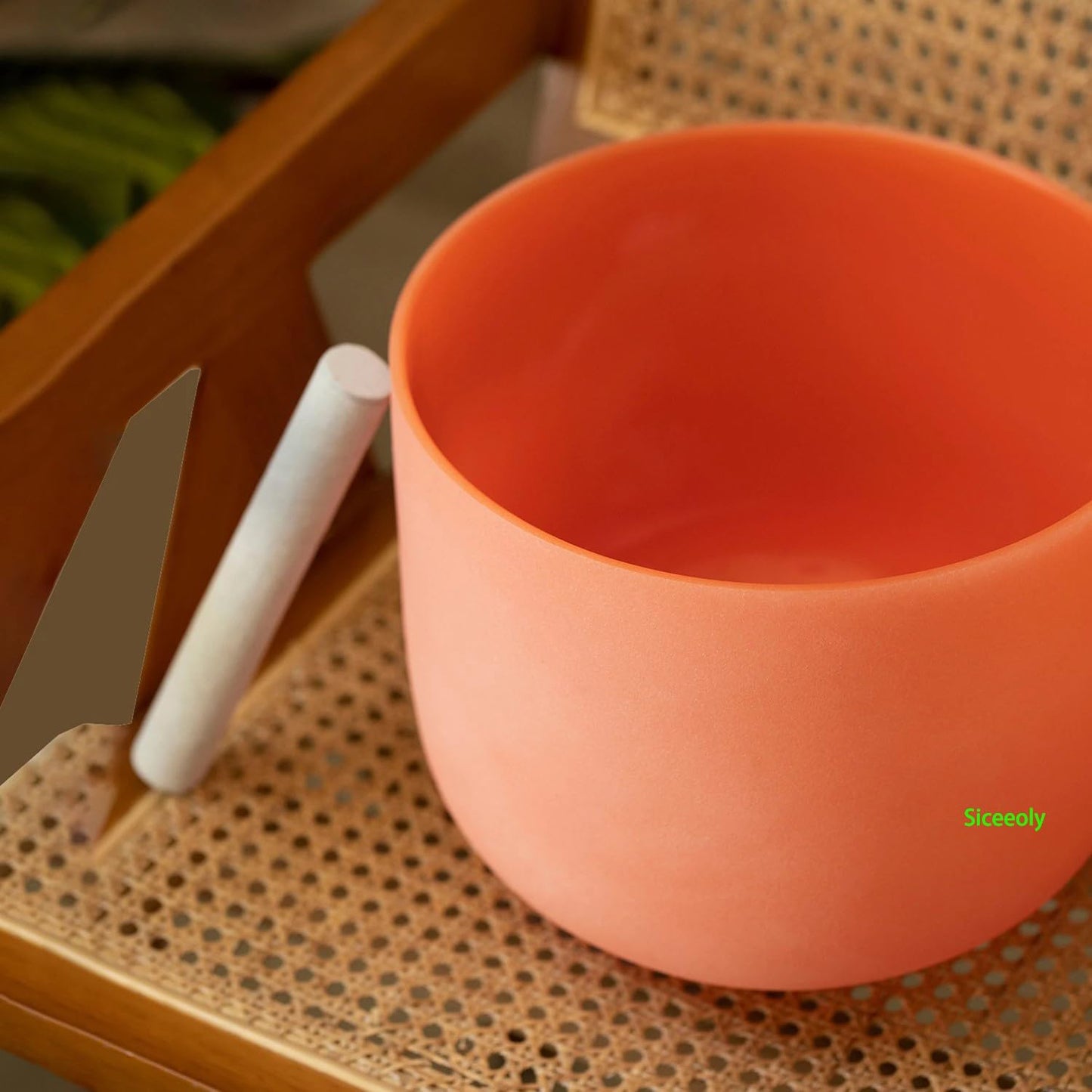 10 inch D Note 432hz Orange Color Crystal Singing Bowl Navel Chakra Meditation Sound Healing with Durable Carrying Case Suede Mallet Striker O-ring