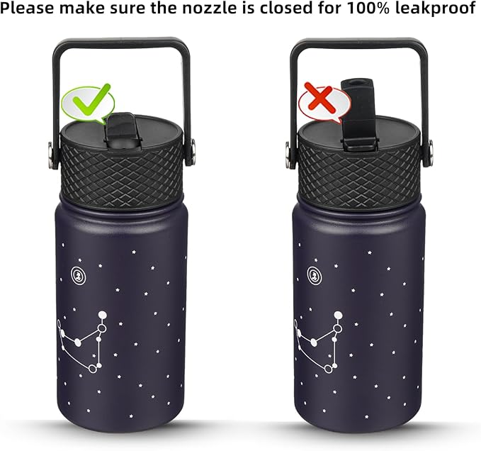 BJPKPK Water Bottle with Straw Lid, 15 oz Insulated Water Bottle, Stainless Steel Metal Water Bottles, Reusable Leak Proof BPA Free Thermo, Flask, Cups,Constellation-Capricornus - Bloomnest