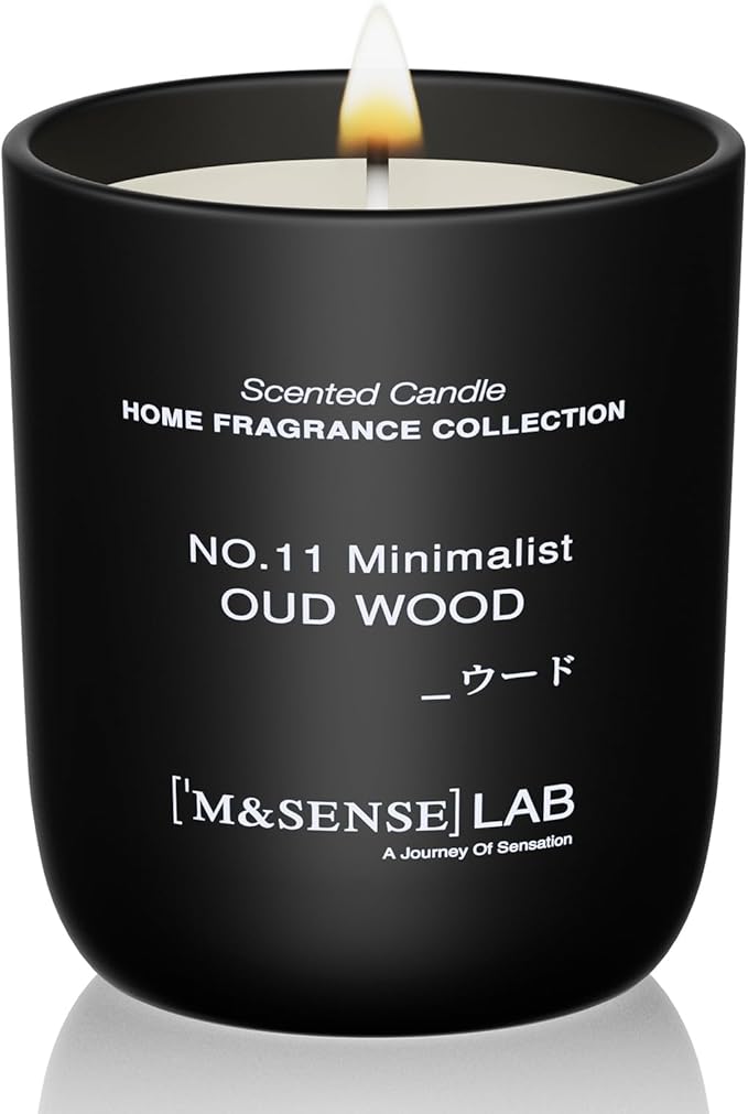M&SENSE Natural Soy Candle| Oud Wood | 5.3 oz | Minimalist Scented Candle for Relaxation, Gifting, Home Décor | for Bedroom, Office, Party Small - Bloomnest