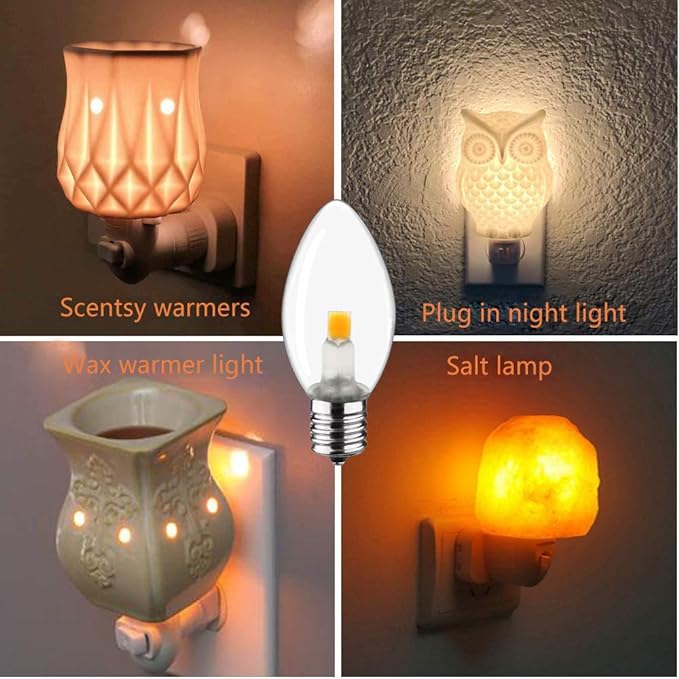 Night Light Bulb – C7 E12 LED Bulbs – Candelabra, 0.6 Watt Equivalent 7W Incandescent Bulb, Warm White 2700K, Window Candles & Chandeliers Replacement Bulb, 6 Pack - Bloomnest