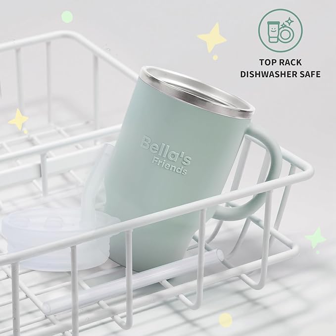 Bella's Friends Handy Mini Tumbler – Adorable 9 oz Sippy Cup for Toddlers 1-3 years old, Flexible Straw, Stainless Interior & Silicone Body, Leak‑Proof, Dishwasher Safe, Ideal for Travel or At Home - Bloomnest