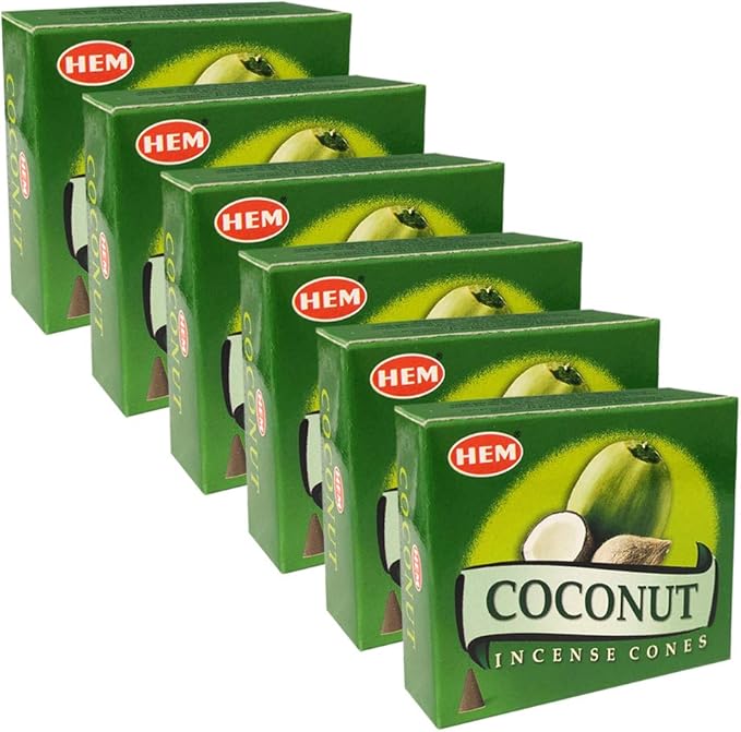 Trumiri Incense Cone Holder Bundle with Hem Coconut Incense Cones - Pack of 6 (Approx 60 Cones) TRUMIRI