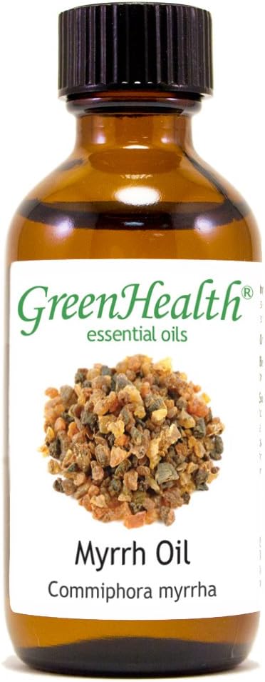 GreenHealth Myrrh Essential Oil - 2 fl oz (59 ml) Amber Glass Bottle with Cap - 100% Pure Essential Oil Greenals