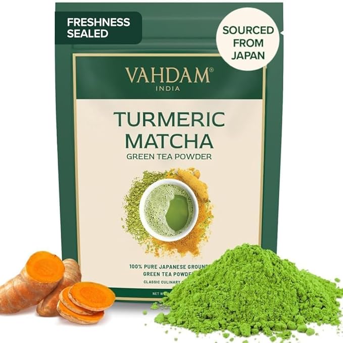 VAHDAM,Turmeric Matcha Green Tea Powder (25 Cups/1.76oz) With Curcumin - Pure Japanese Matcha Powder With Indian Turmeric Powder | Delicious Matcha Latte - Bloomnest