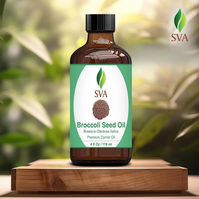 SVA Broccoli Seed Oil - 4 Fl Oz – 100% Natural Cold Pressed Broccoli Oil - for Face, Skin Care, Hair Care, Scalp Massage & Body Massage – Carrier Oil with Dropper - Bloomnest