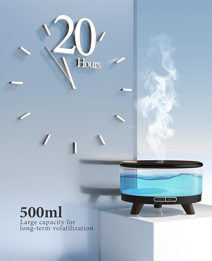 Diffusers for Essential Oils Large Room with Remote, 500ml Aromatherapy Diffuser, 7 Colors Changed Black - Bloomnest
