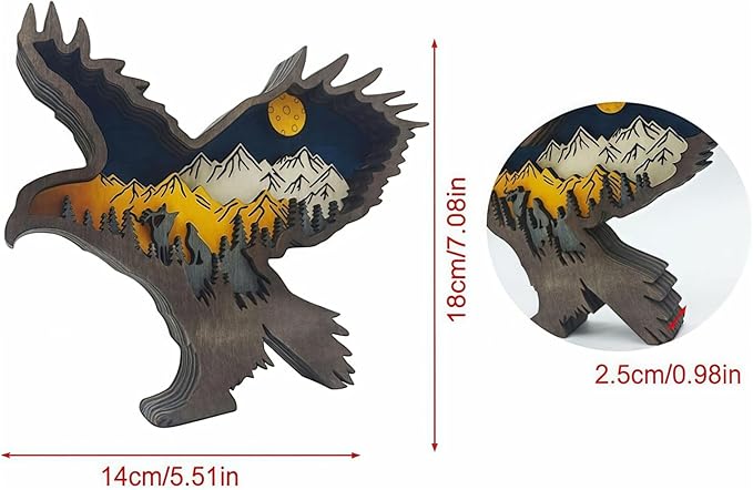 Drawelry 3D Wood Carving Animals Lamp Home Decorative, Cute Bear Family Elephant Presents Ideas Christmas Living Room Office Decor Warm LED Night Lights Gift for Friend Daughter Son Mom Dad (Eagle) - Bloomnest