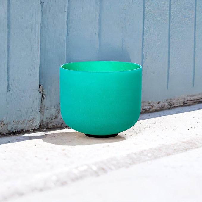 Green F Note Heart Chakra 10 inch Quartz Crystal Singing Bowl, for Healing Mindfulness Meditation Yoga Sound Baths, with Case Rubber Mallet