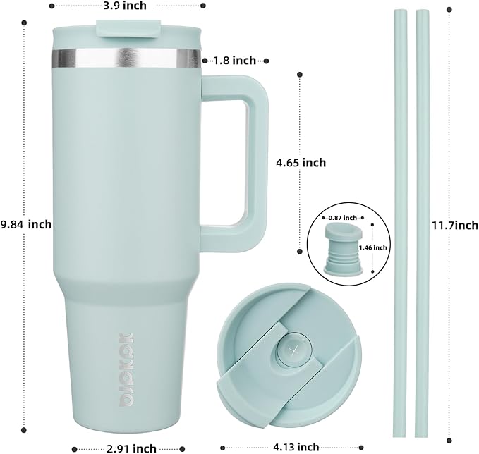 BJPKPK 40 oz Insulated Tumbler With Lid And Straw Stainless Steel Tumblers Cup With Handle For Women And Men,Blue Haze