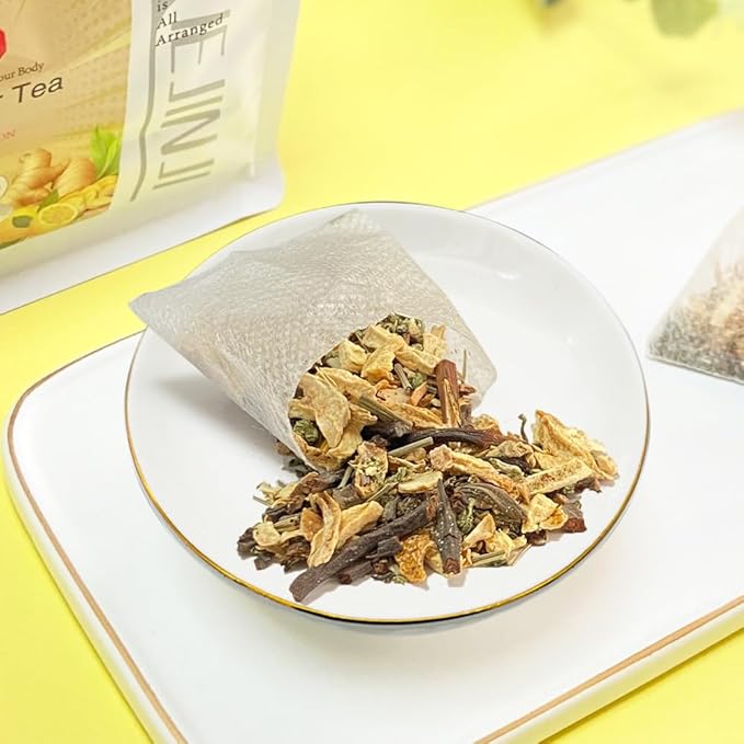 XIEJINJI Lemon Ginger Tea, 40 Tea Bags, 4.2g Each – Zesty & Warming Blend for Digestive Comfort, Immune Boost & Refreshing Energy - Bloomnest