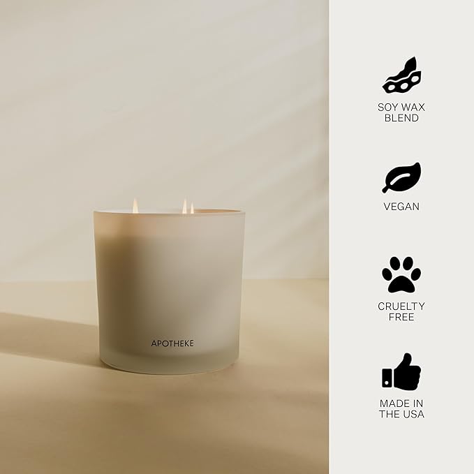 Apotheke 3-Wick Scented Candles for Home, Wild Mint & Ivy - 26 oz Soy Wax Jar Candle Gift for Women - Long-Lasting Fragrance with Perfume-Grade Essential Oils - Eucalyptus, Patchouli, Cedarwood & Rose - Bloomnest