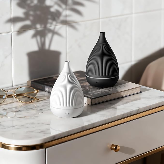 Ultrasonic Essential Oil Diffuser, Home Fragrance Aroma Diffuser with Auto Shut-Off, Color Change Night Light & Ultra-Quiet Operation, BPA-Free Portable Aromatherapy Humidifier for Home (White) - Bloomnest