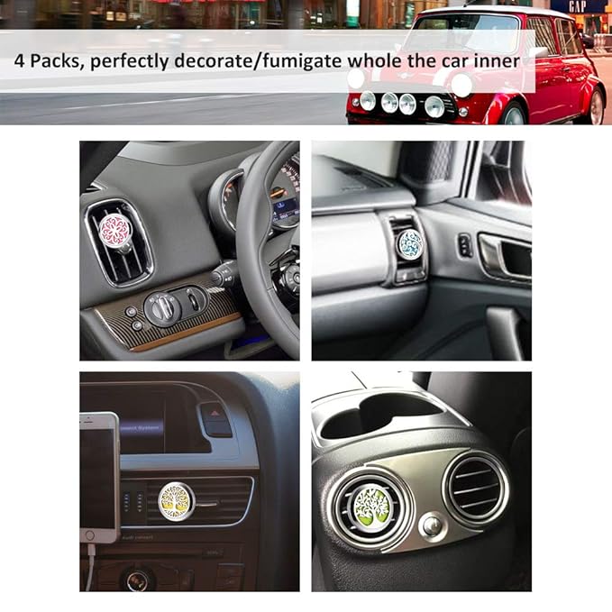 Maromalife 4 PCS Car Vent Clip Diffuser Clip, 30mm Aromatherapy Essential Oil Diffuser Car Clip with 40 Felt Pads, Gift for Women/Men, Mothers Day, Christmas, Birthday - Bloomnest