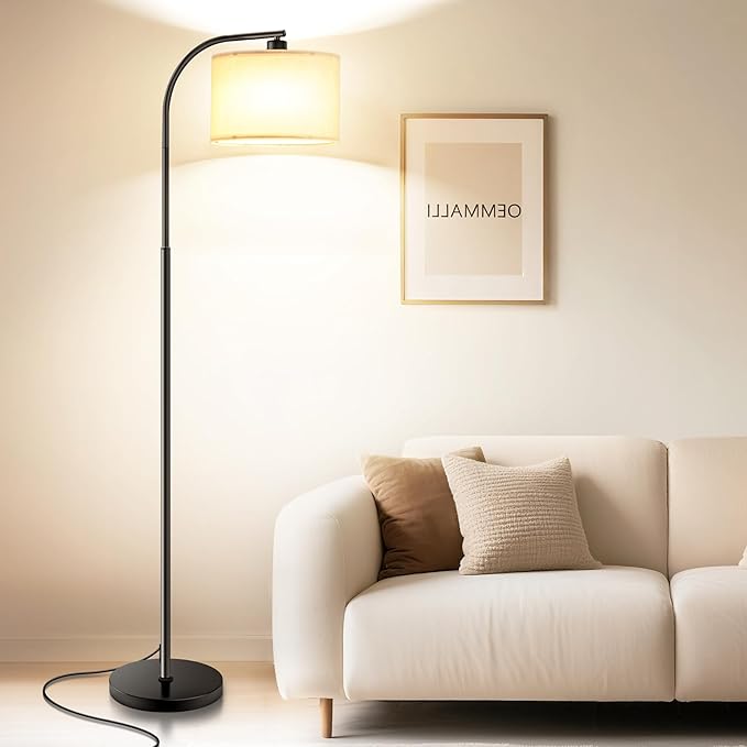 Floor Lamp for Living Room,Tall Standing Lamps Dimmable,Modern Floor Light with LED Bulb,3 Color Temperatures,Fabric Shades,Black Floor Lamps for Bedroom Dining Room Office Corner - Bloomnest