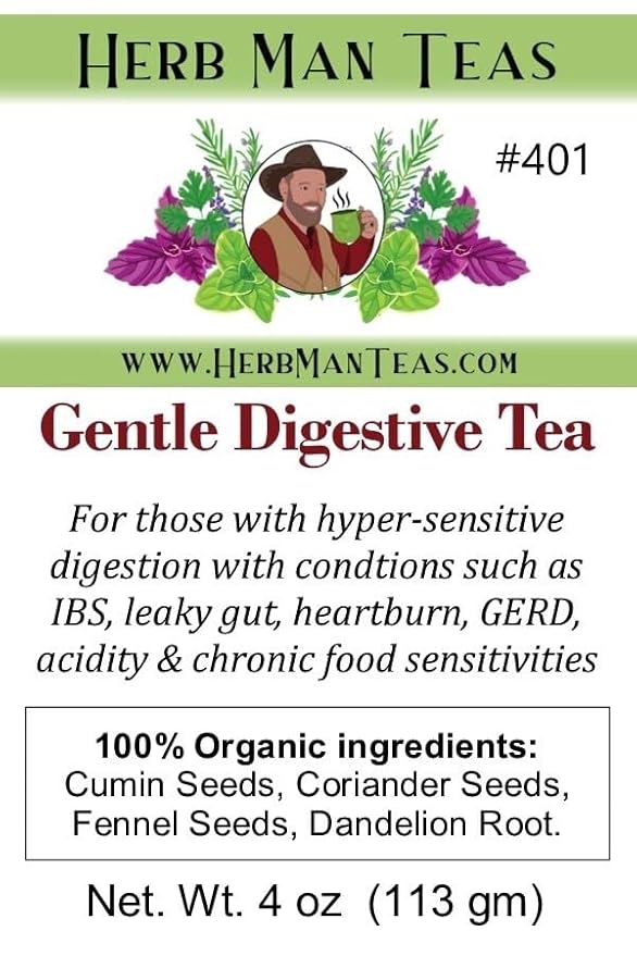 IBS DIGESTIVE TEA for sensitive digestion for leaky gut, IBS, gas, bloating used clinically & formulated by master herbalist Khabir - - 100% Organic, Non-GMO, No Additives - Bloomnest